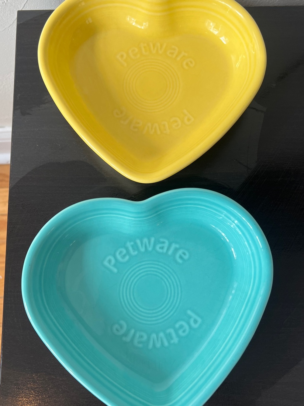 Fiestaware Petware Heart Bowl Set Of 2- Turquoise & Sunflower Yellow